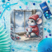 ウィンドウ内のクリスマスマウス ペーパープレート (パーティー)