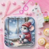 ウィンドウ内のクリスマスマウス ペーパープレート (パーティー)