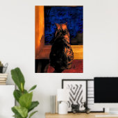 ウィンドウ内のネコ ポスター (ホームオフィス)