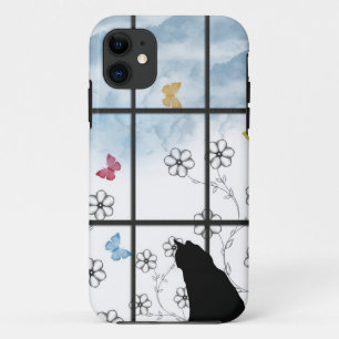 ウィンドウ内のネコ iPhone 11 ケース