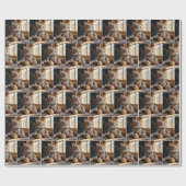 ウィンドウ内のパッチワークキルトCat ラッピングペーパー (フラット)