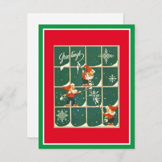 ウィンドウ内のヴィンテージクリスマス格言 シーズンカード (正面/裏面)