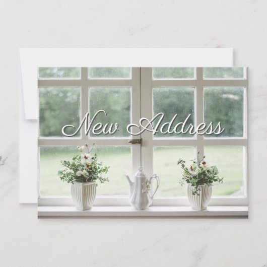 ウィンドウ内の植物の新しいアドレス通知 案内状 (正面)