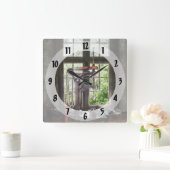 ウィンドウ別のドリル押下 スクエア壁時計 (ホーム)