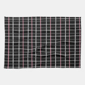 ウィンドウ枠のプリント（白黒、ピンク） キッチンタオル (横)