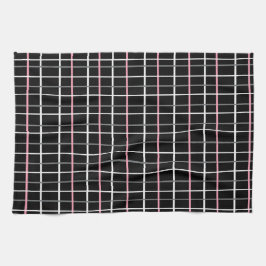 ウィンドウ枠のプリント（白黒、ピンク） キッチンタオル