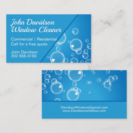 ウィンドウ清掃青い水泡 名刺 (正面/裏面)
