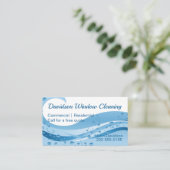 ウィンドウ清掃青い水波 名刺 (スタンド正面)