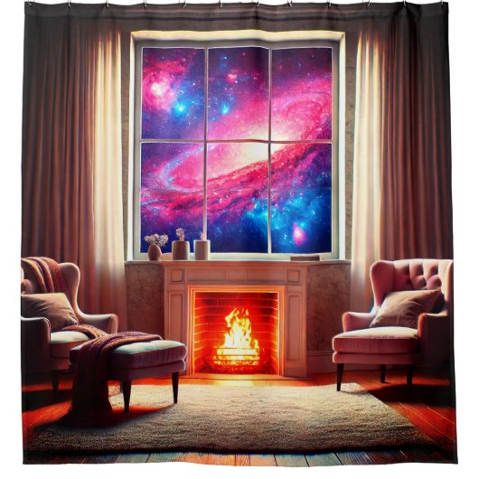 ウィンドウ銀河系ビュー シャワーカーテン (正面)