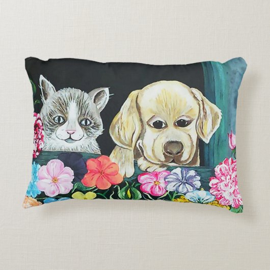 ウィンドウ・ボックスは枕、綿をかわいがります アクセントクッション (裏面)