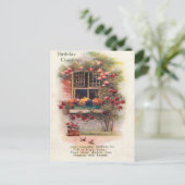 ウィンドウ ローズ ヴィンテージ 1920 年の誕生日グリーティング ポストカード (スタンド正面)