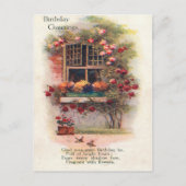 ウィンドウ ローズ ヴィンテージ 1920 年の誕生日グリーティング ポストカード (正面)