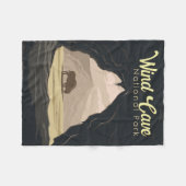 ウィンドケーブナショナルパークイラストレーショントラベルアート フリースブランケット (正面(横))