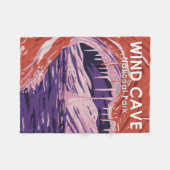 ウィンドケーブナショナルパークサウスダコタヴィンテージ フリースブランケット (正面(横))