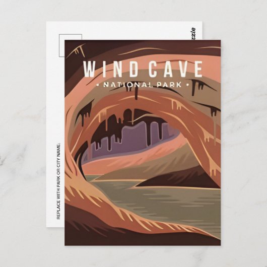 ウィンドケーブナショナルパークサウスダコタヴィンテージ ポストカード (正面/裏面)