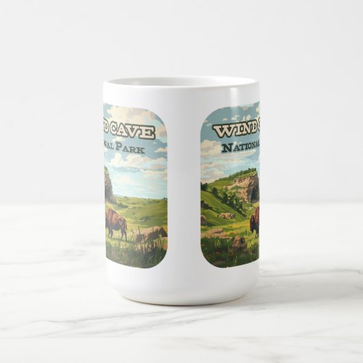 ウィンドケーブナショナルパークバイソンサウスダコタ コーヒーマグカップ (中央)
