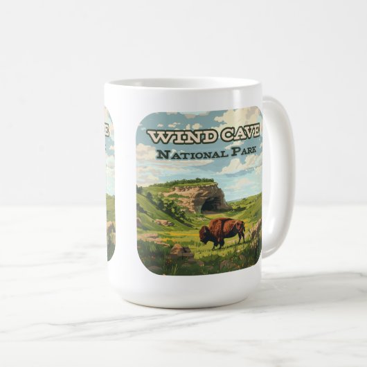 ウィンドケーブナショナルパークバイソンサウスダコタ コーヒーマグカップ (正面右)