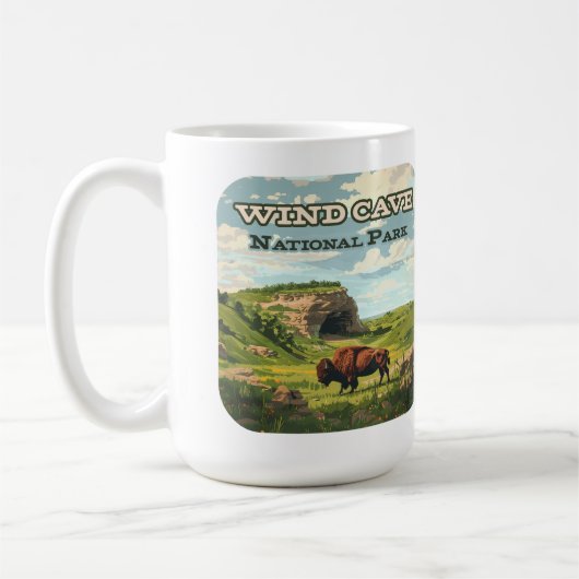 ウィンドケーブナショナルパークバイソンサウスダコタ コーヒーマグカップ (左)