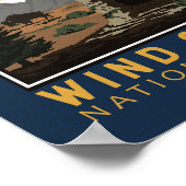 ウィンドケーブナショナルパークブラックヒルズヴィンテージエンブレム ポスター (角)