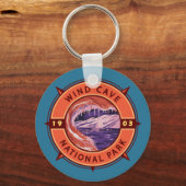 ウィンドケーブナショナルパークレトロコンパスエンブレム キーホルダー (正面)