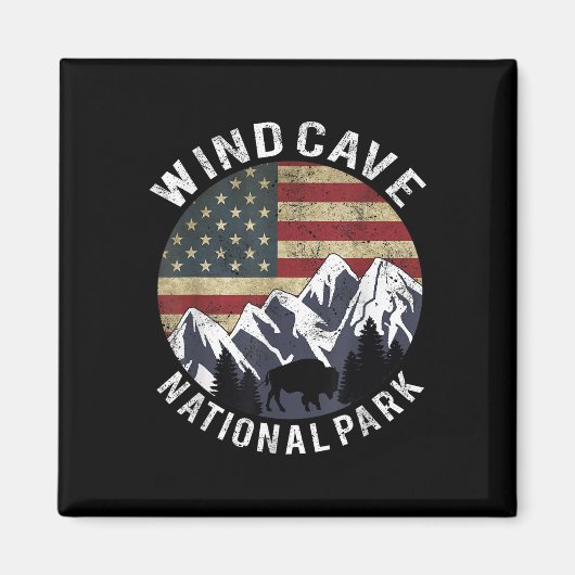 ウィンドケーブ国立公園 Tシャツ キャンプ サウスダコタ州 マグネット (正面)