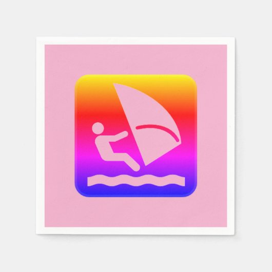 ウィンドサーファー – ウィンドサーフィンレインボーウォータースポーツ スタンダードカクテルナプキン (正面)