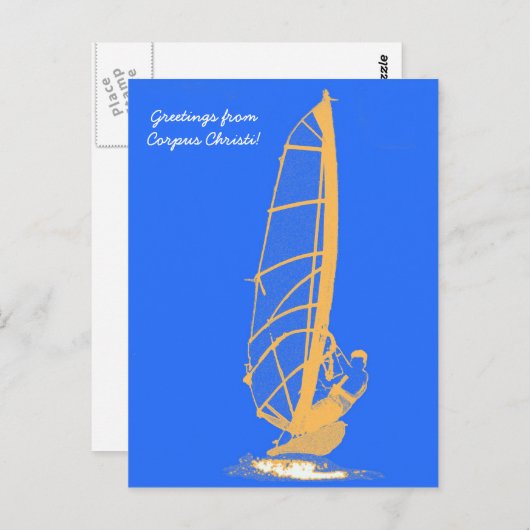 ウィンドサーファー、コーパスクリスティからの挨拶！ ポストカード (正面/裏面)