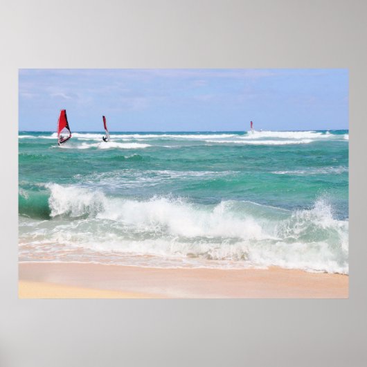 ウィンドサーフィンのダイヤモンドヘッドポスター ポスター (正面)
