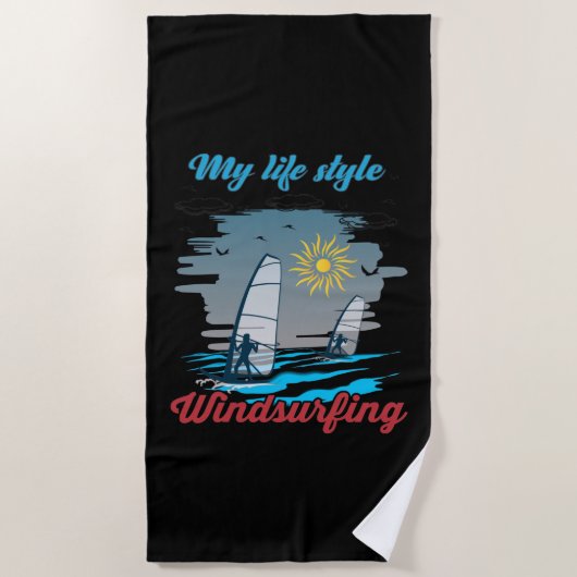 ウィンドサーフィンは私の生活スタイル ビーチタオル (正面)