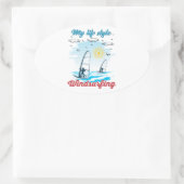 ウィンドサーフィンは私の生活スタイル 楕円形シール (バッグ)