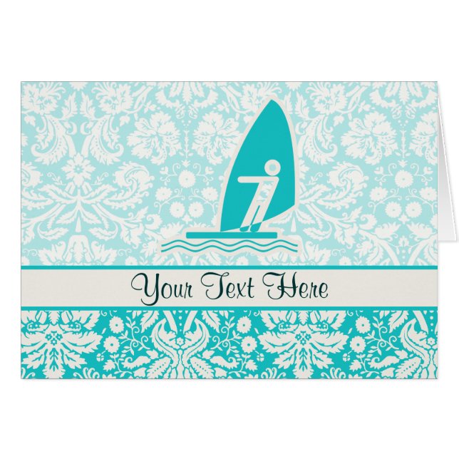 ウィンドサーフィンをしているティール（緑がかった色） (正面横)