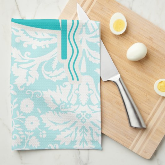 ウィンドサーフィンをしているティール(緑がかった色) キッチンタオル (四つ折り)