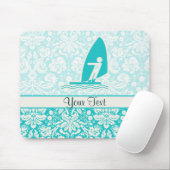 ウィンドサーフィンをしているティール(緑がかった色) マウスパッド (マウス)