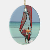 ウィンドサーフィンをするオーナメント セラミックオーナメント (右)