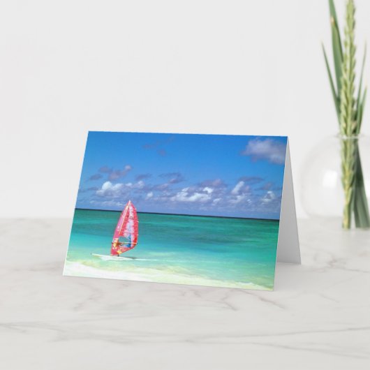 ウィンドサーフィンをするハワイ カード (正面)