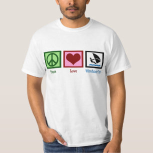 ウィンドサーフィンをする平和愛 Tシャツ
