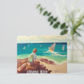 ウィンドサーフィンをするhookipa ポストカード (スタンド正面)