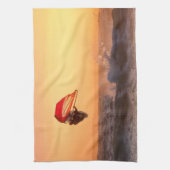 ウィンドサーフィンアットサンセットサーファーサーボーディング キッチンタオル (縦)