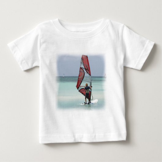 ウィンドサーフィンホライズン乳児長袖 ベビーTシャツ (正面)
