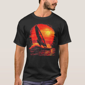 ウィンドサーフィンレトロウェーブウィンドフォイル Tシャツ