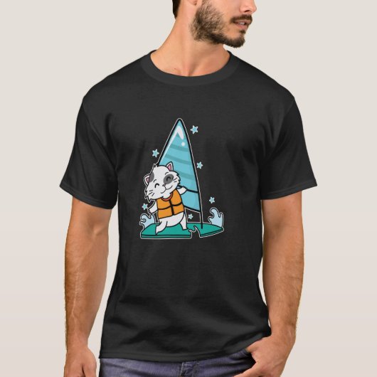 ウィンドサーフィン ネコ Tシャツ (正面)