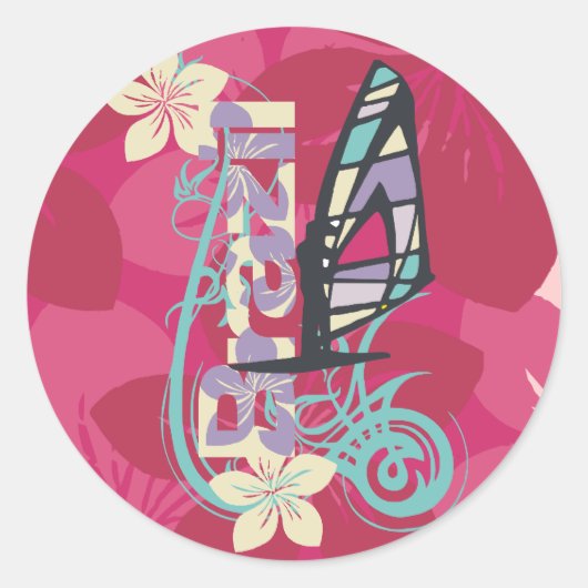 ウィンドサーフィンTシャツとギフト ラウンドシール (正面)