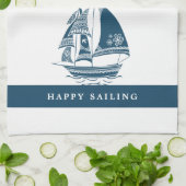 ウィンドセーリングボートトライバルデザイン キッチンタオル (折り畳み)