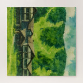 ウィンドハムマウンテンロッジNYサマーウォーターカラー ジグソーパズル (横)