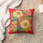 ウィンドフラワーとトランペット – コーラルレッド クッション (ブランケット)