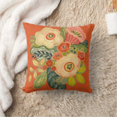 ウィンドフラワーとトランペット – 焦げたオレンジ クッション (ブランケット)