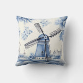 ウィンドミルオランダデルフトブルーヴィンテージ クッション (裏面)