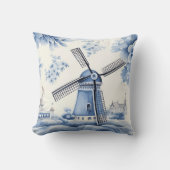 ウィンドミルオランダデルフトブルーヴィンテージ クッション (正面)