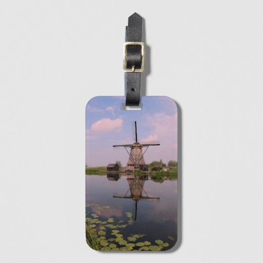 ウィンドミルキンダーダイク夏オランダオランダ写真 ラゲッジタグ (正面縦)