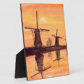 ウィンドミルズサンセット – 水絵画色の フォトプラーク (側面)